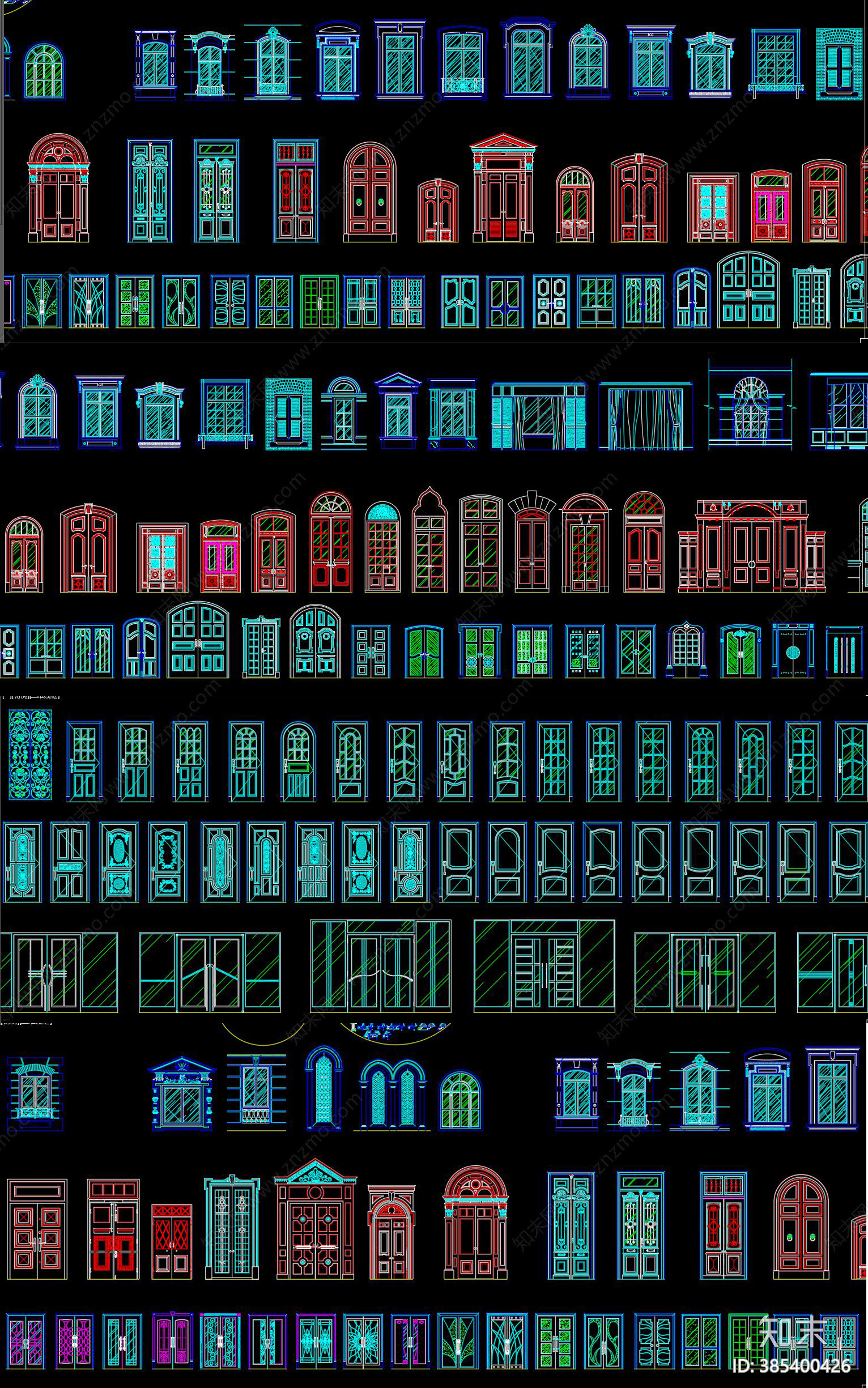 欧式门CAD图库施工图下载【ID:385400426】