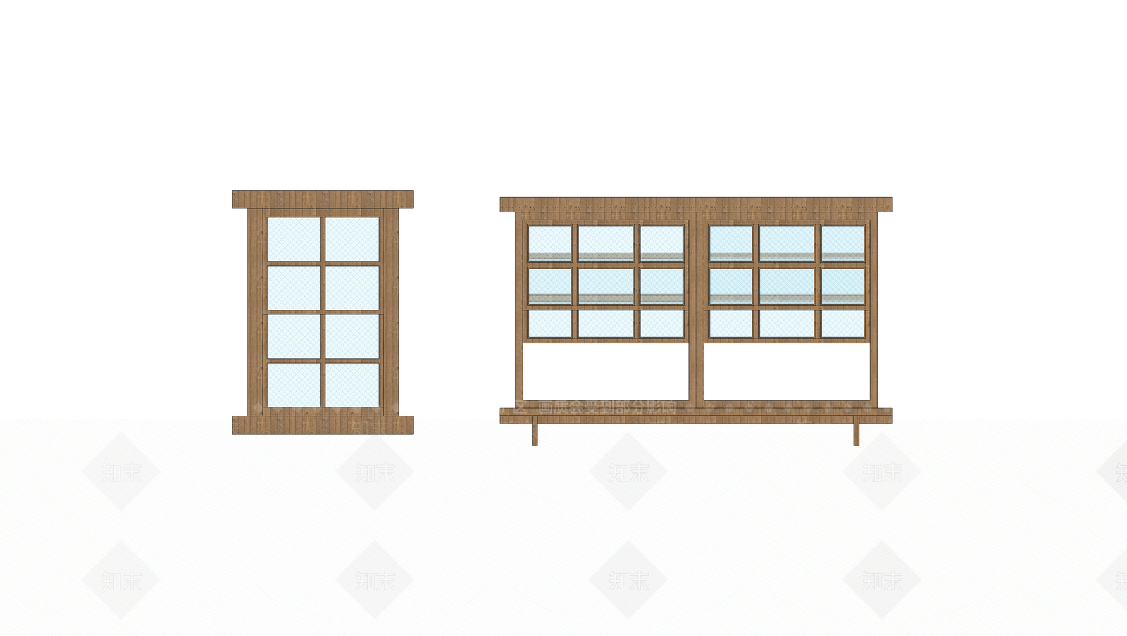 现代推拉窗SU模型下载【ID:885403466】