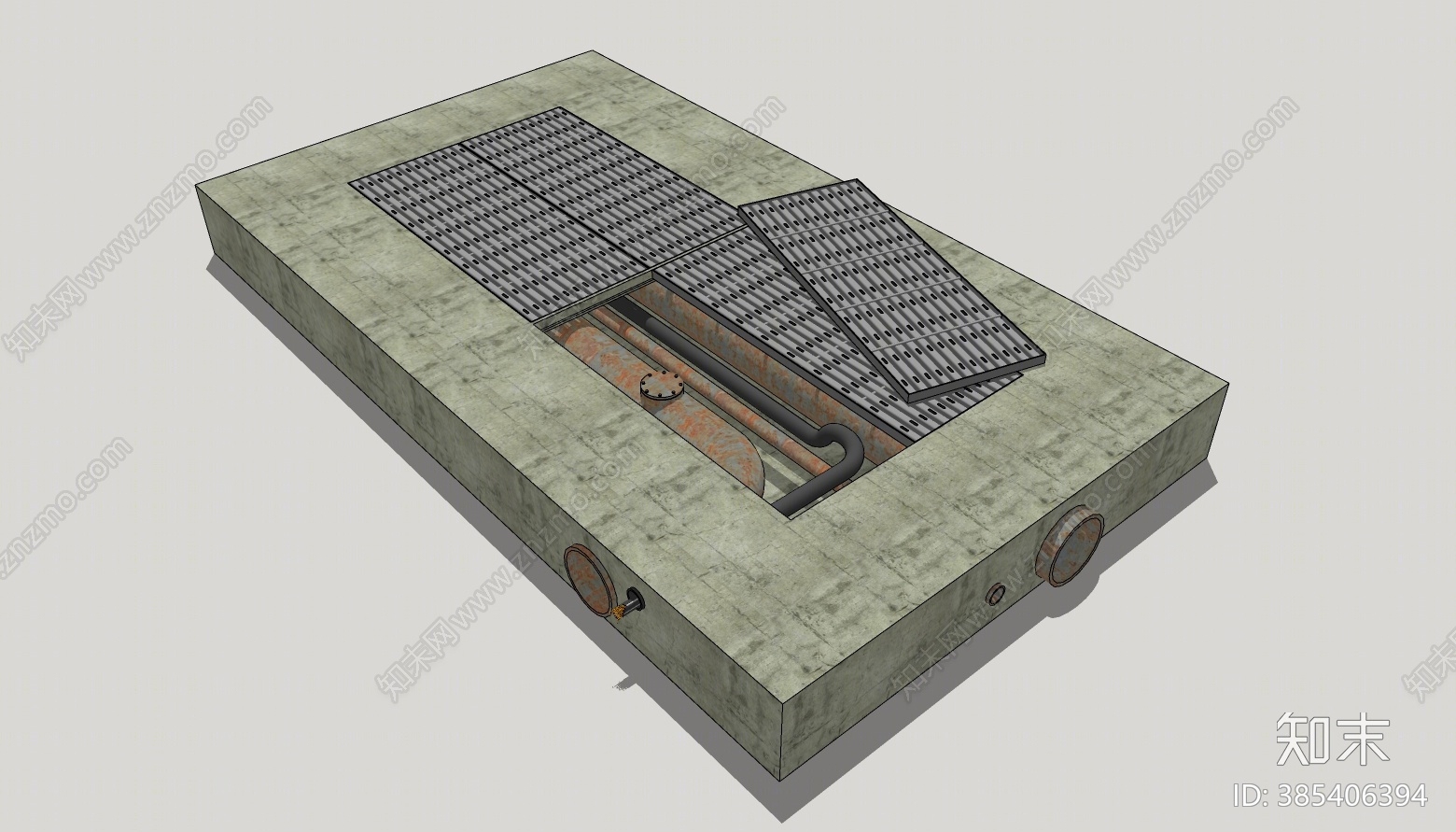 现代排水管道SU模型下载【ID:385406394】