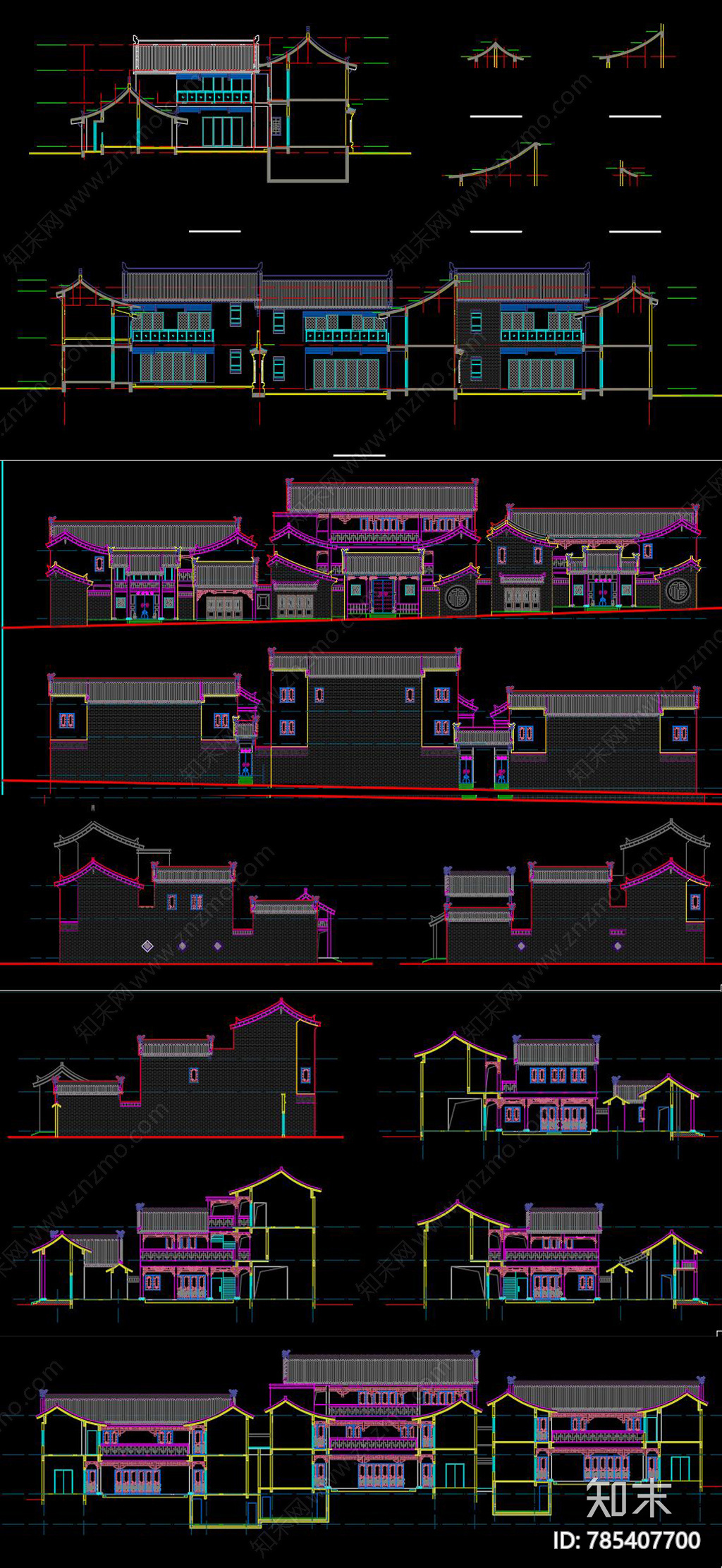 中式古建商业街CADcad施工图下载【ID:785407700】