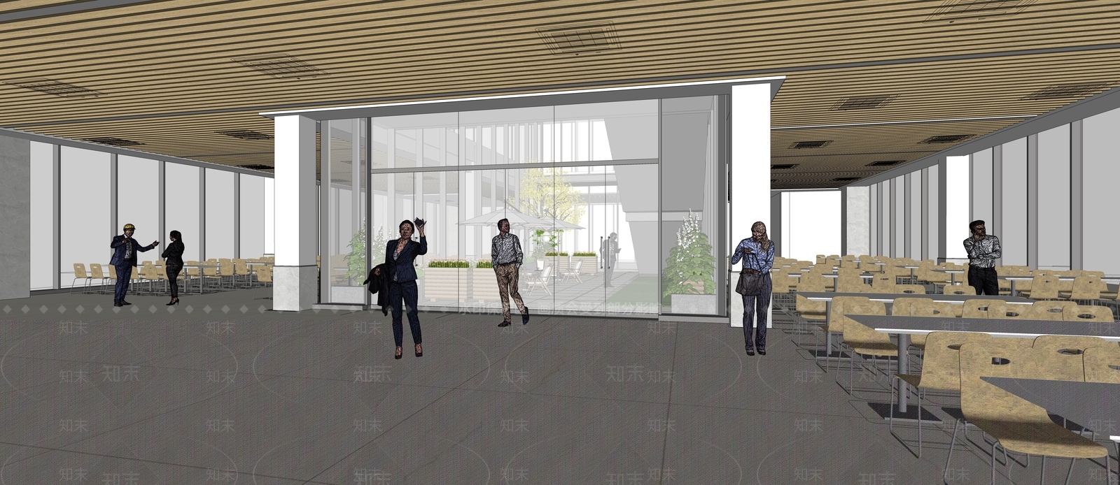 现代员工餐厅SU模型下载【ID:985433715】