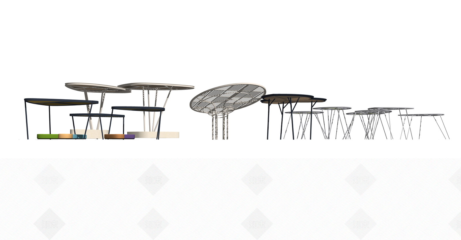 现代风格景观亭SU模型下载【ID:485445827】