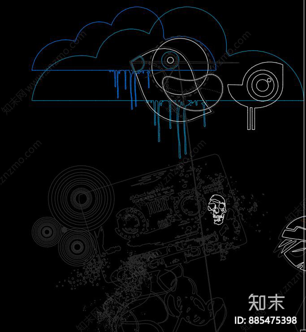 炫彩立体图案施工图下载【ID:885475398】