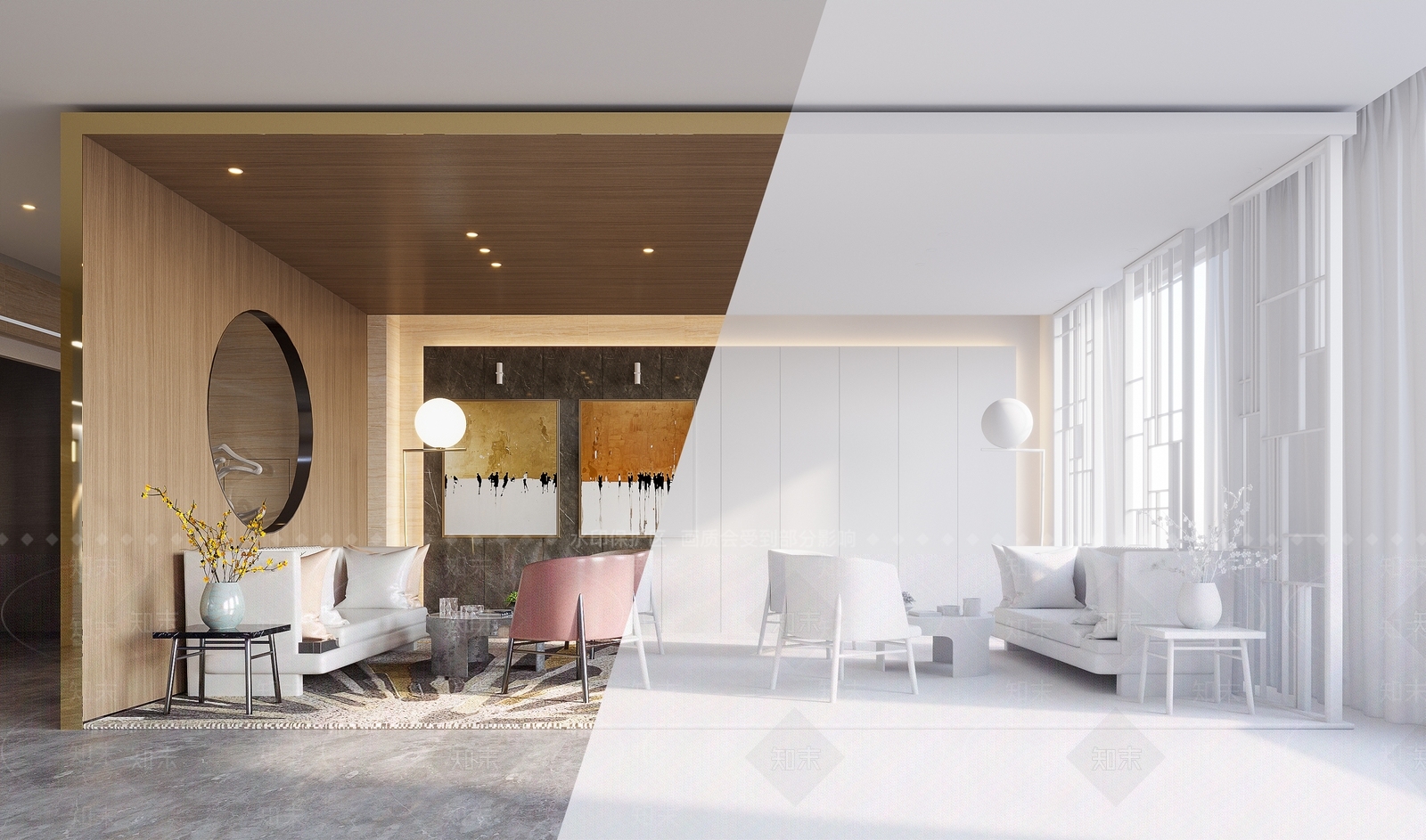 现代酒店休息区3D模型下载【ID:585626269】