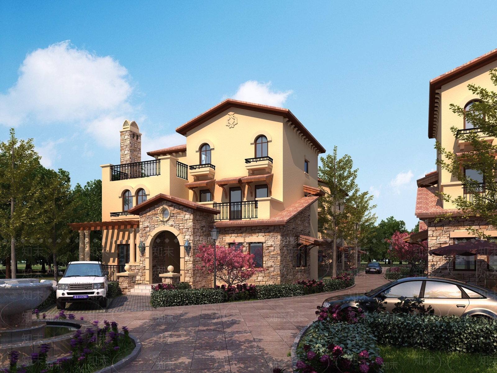 欧式古典风格独栋别墅3D模型下载【ID:985485890】