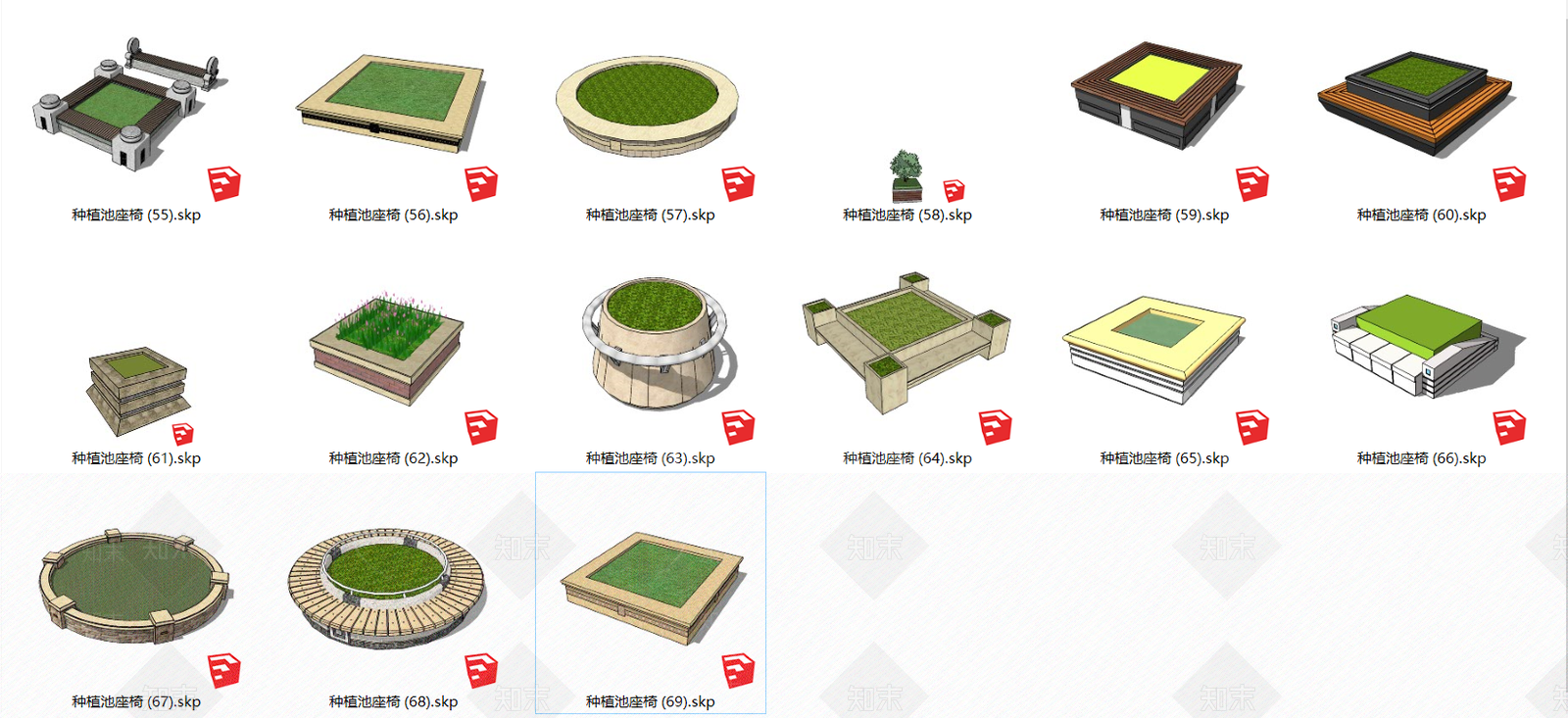现代景观小品SU模型草图