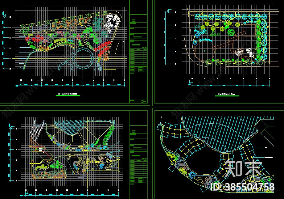 广场广场景观绿化设计CAD平面图33套cad施工图下载【ID:385504758】