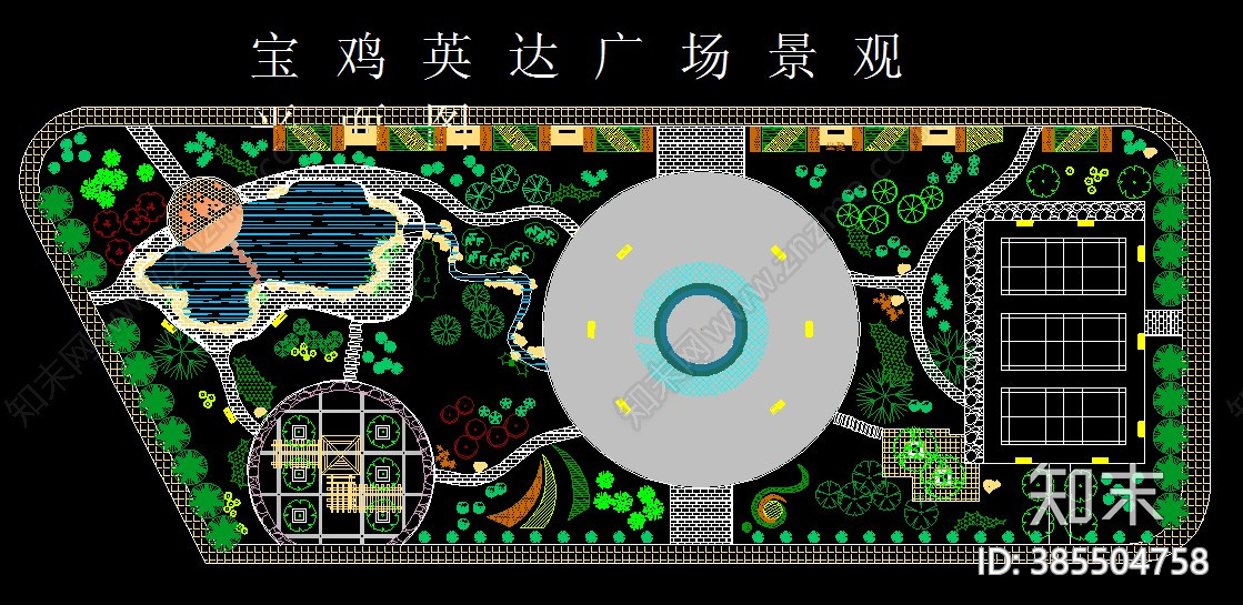 广场广场景观绿化设计CAD平面图33套cad施工图下载【ID:385504758】