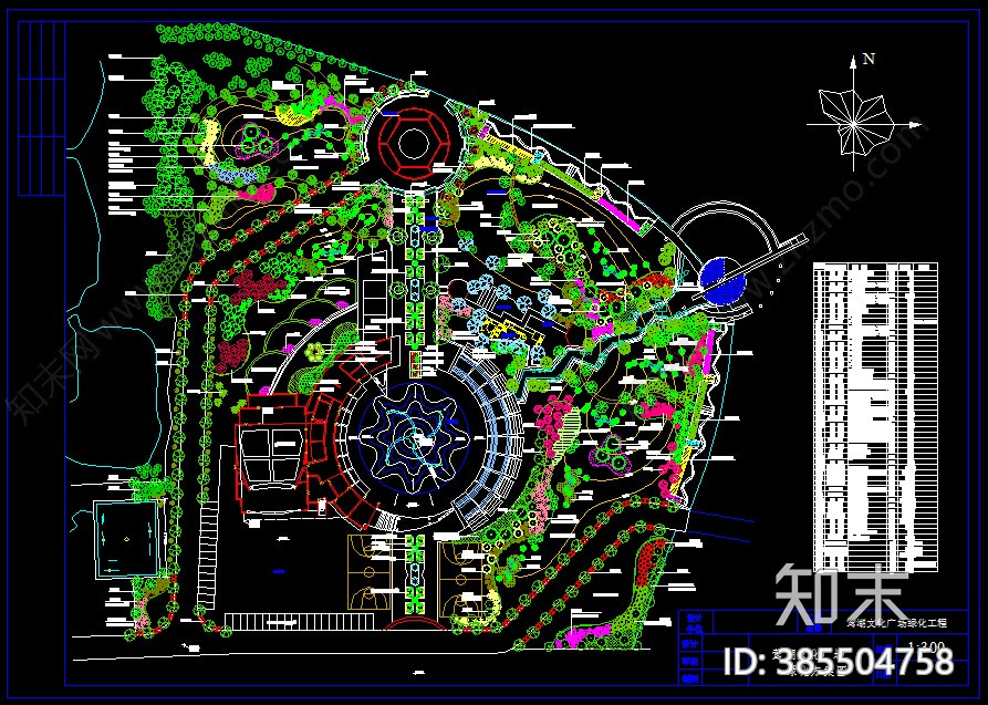 广场广场景观绿化设计CAD平面图33套cad施工图下载【ID:385504758】
