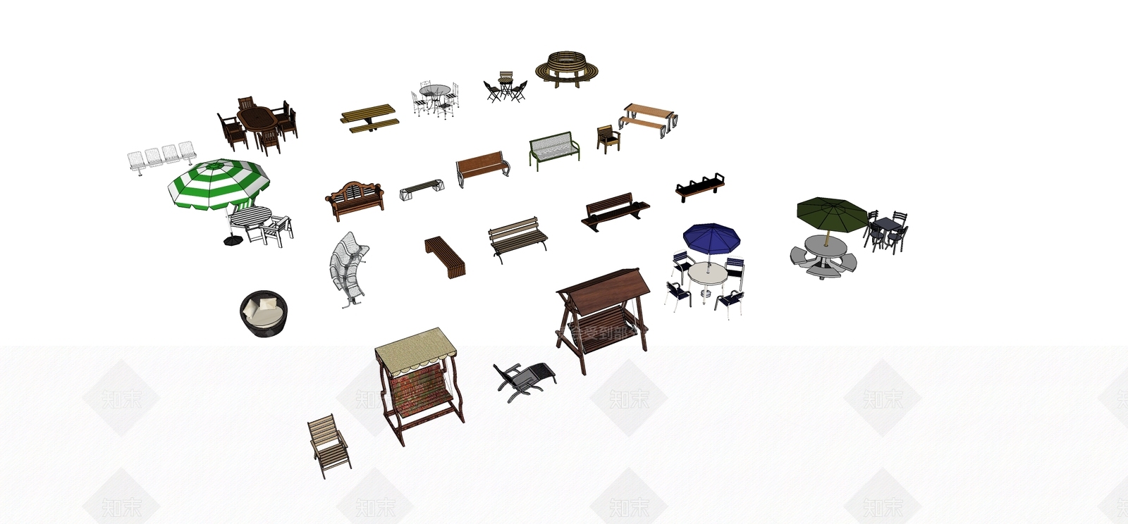 现代秋千SU模型下载【ID:385506767】