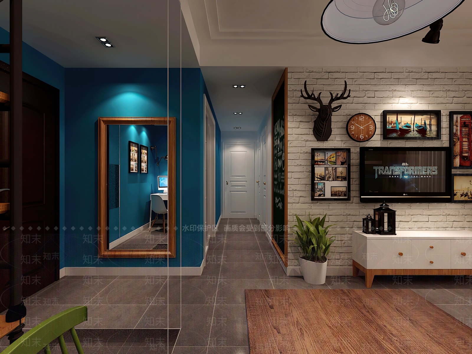 工业风格客餐厅3D模型下载【ID:885521384】