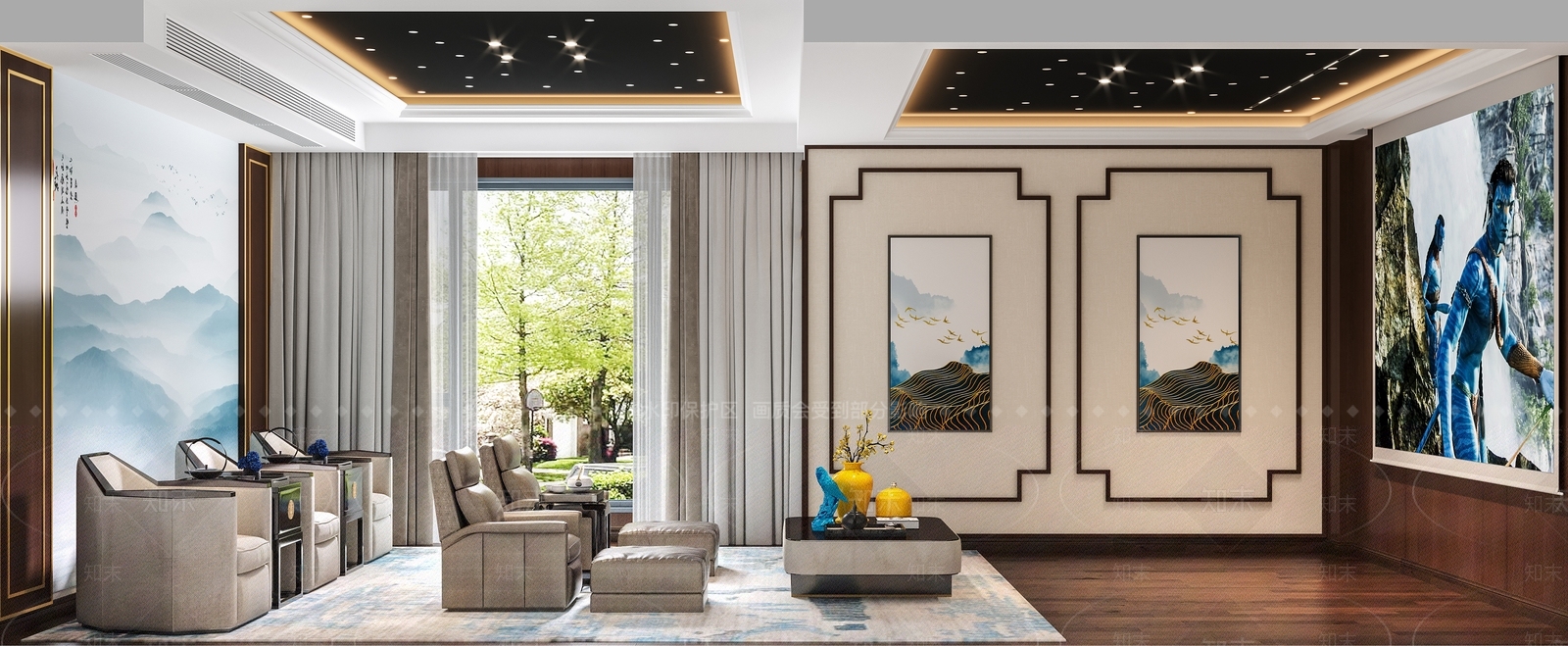 新中式家居影音室3D模型下载【ID:885532900】