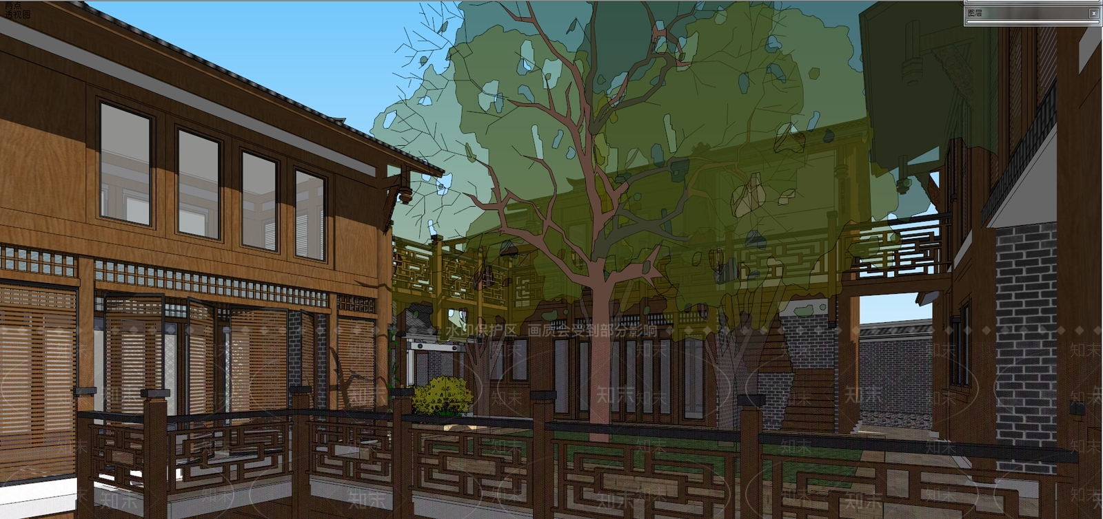 中式风格院子SU模型下载【ID:385533218】