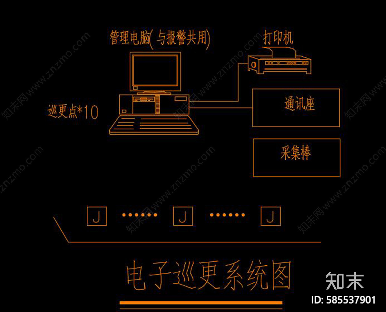 美食街强电智能化cad施工图下载【ID:585537901】