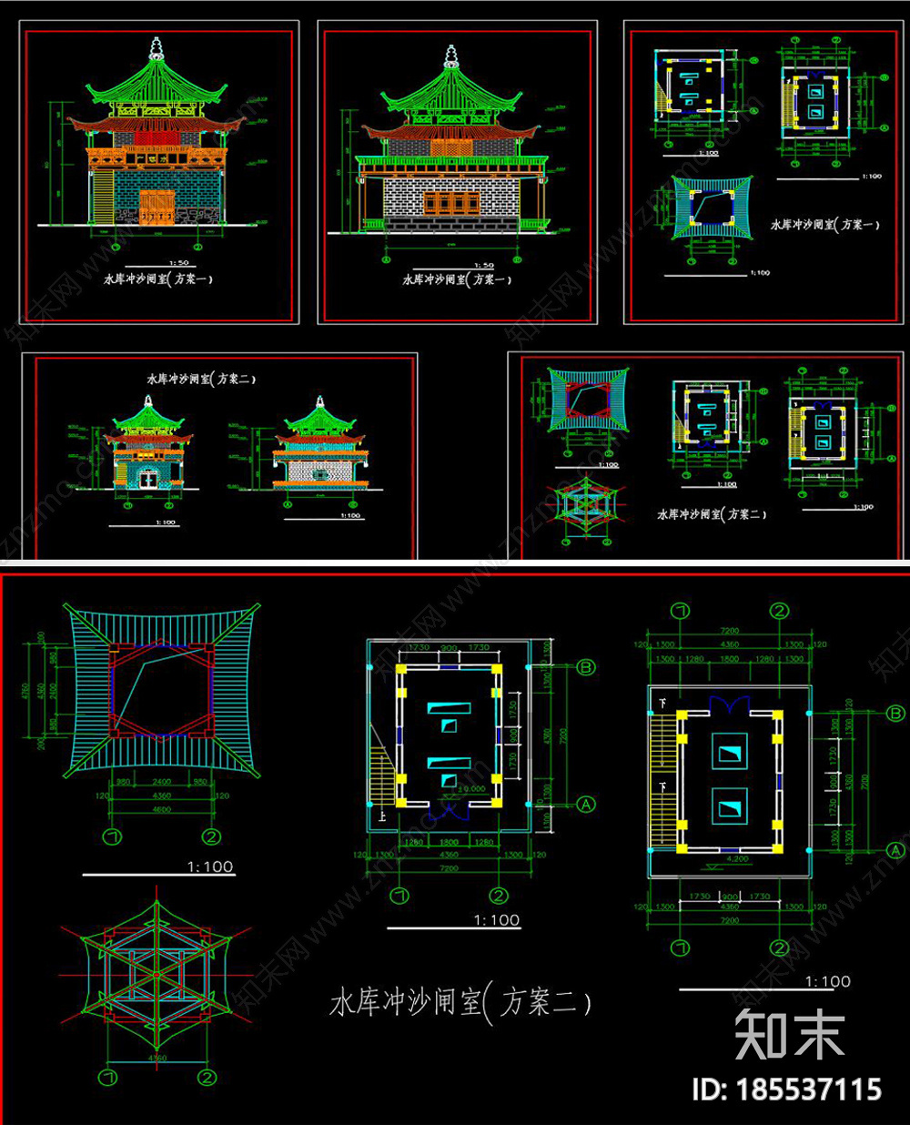 仿清式古建景观亭CAD图纸施工图下载【ID:185537115】