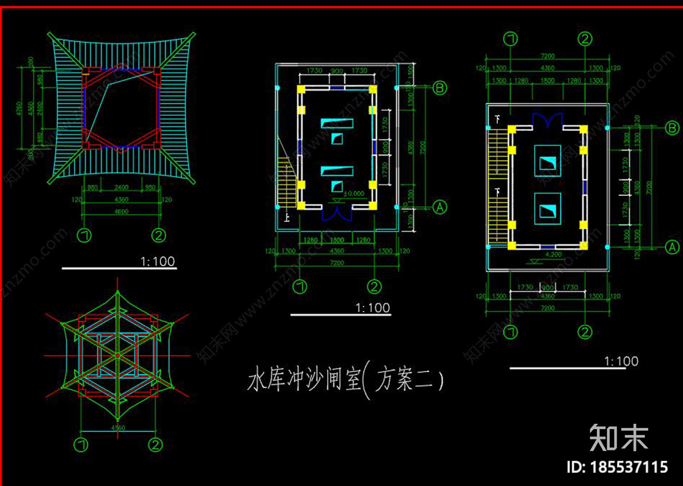 仿清式古建景观亭CAD图纸施工图下载【ID:185537115】