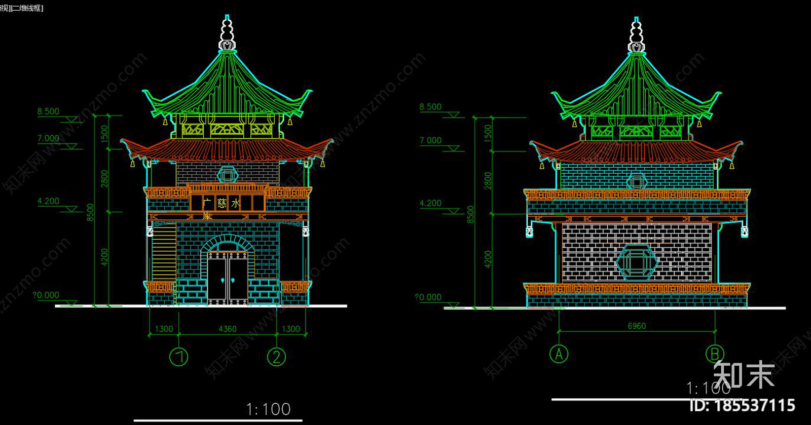 仿清式古建景观亭CAD图纸施工图下载【ID:185537115】