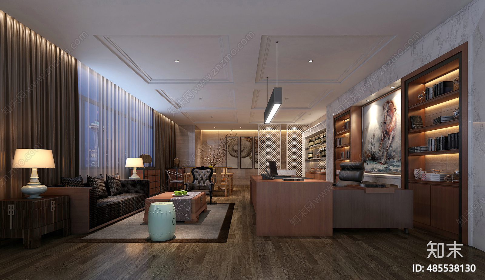 时尚现代办公空间CAD施工图下载【ID:485538130】