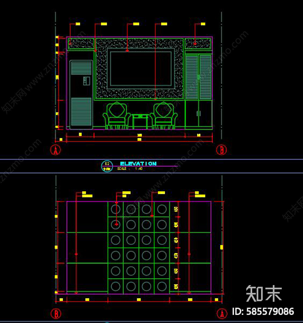 川菜馆cad施工图下载【ID:585579086】