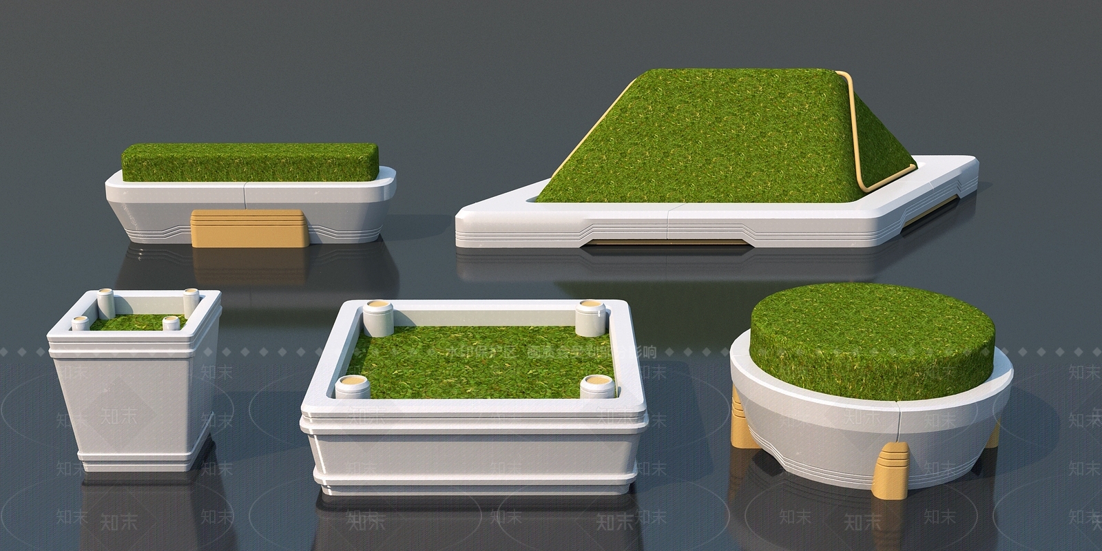 现代花坛花钵3D模型下载【ID:885587417】