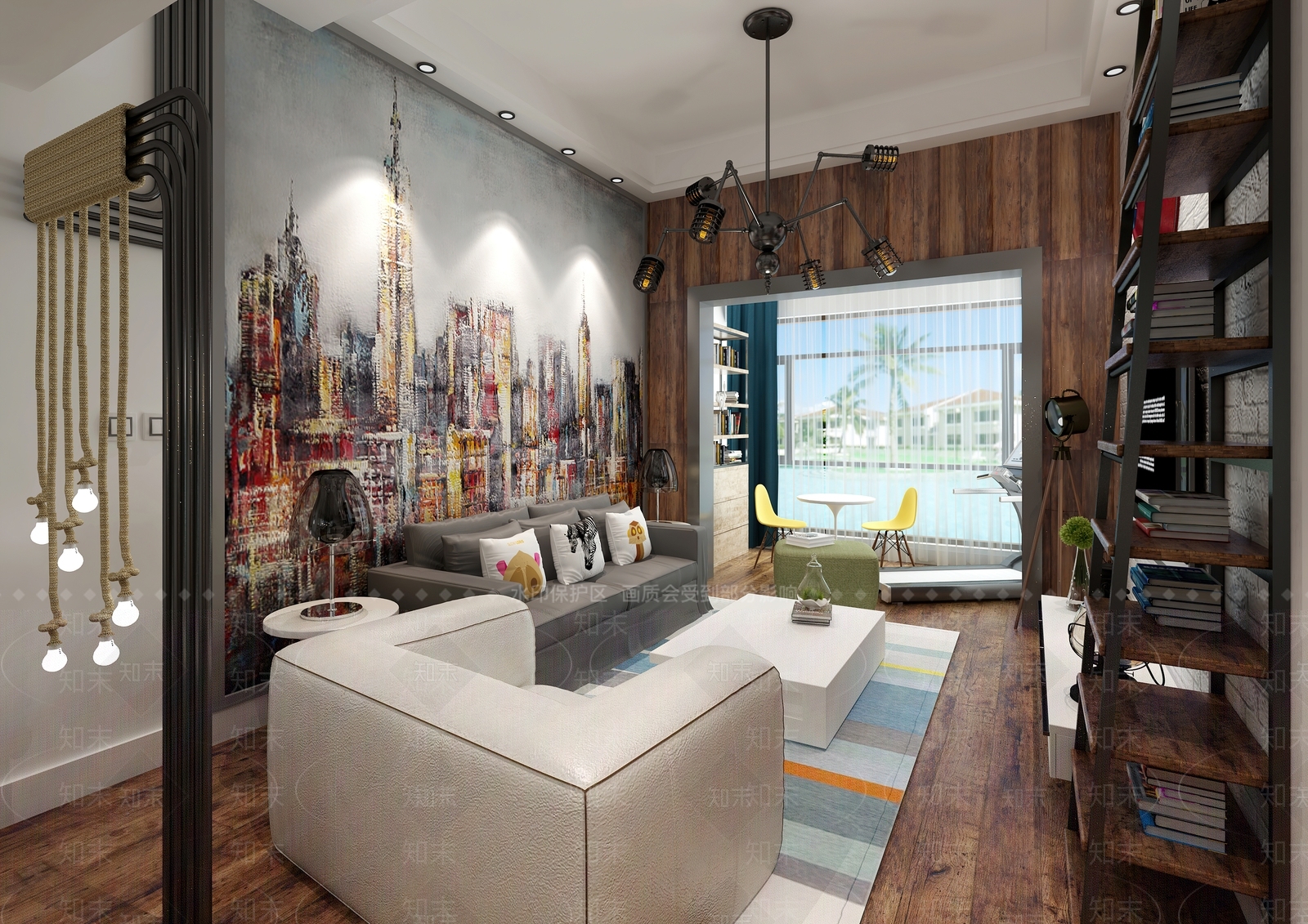 美式风格客厅3D模型下载【ID:785591700】