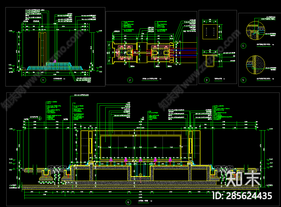 水景景墙详图cad施工图下载【ID:285624435】