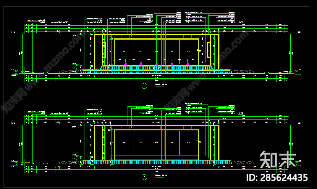 水景景墙详图cad施工图下载【ID:285624435】