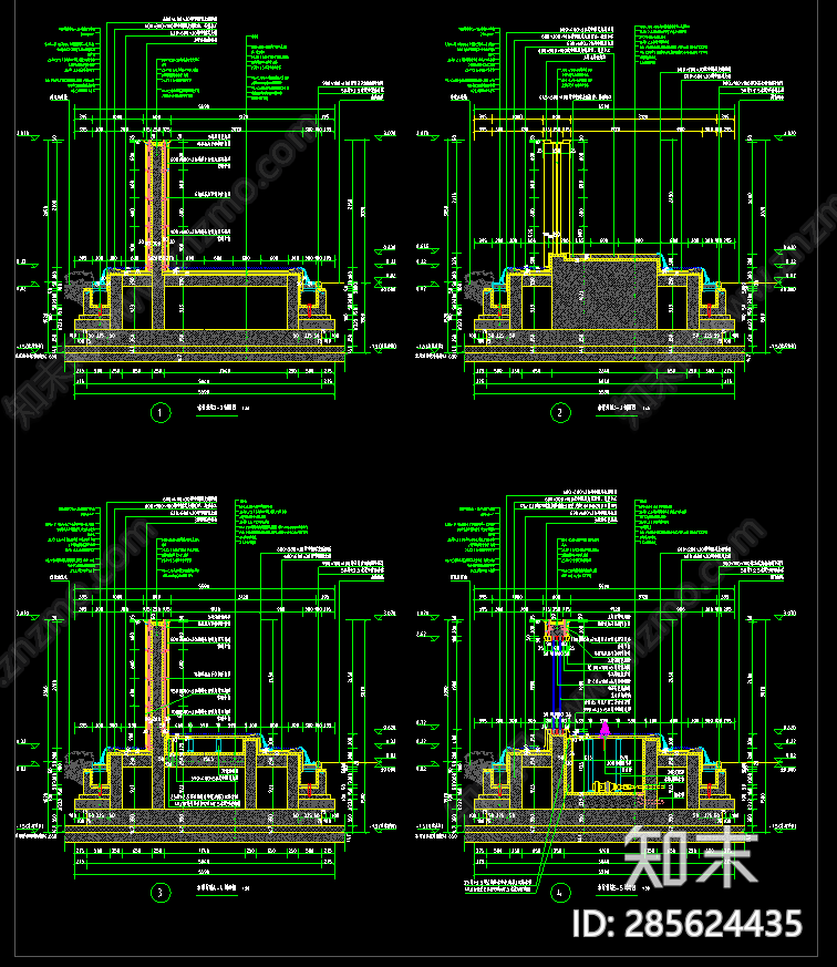 水景景墙详图cad施工图下载【ID:285624435】