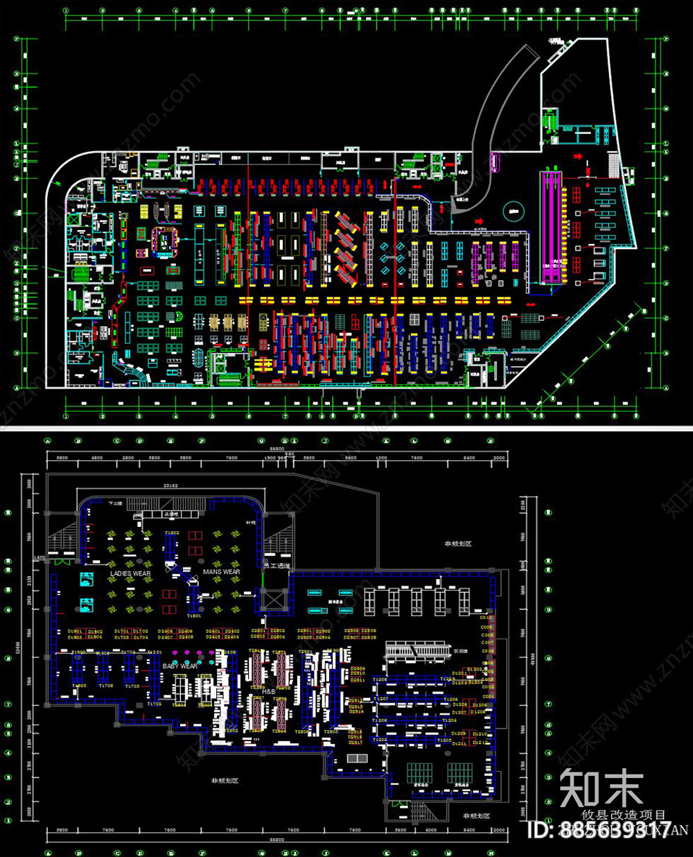 超市平面布置图施工图下载【ID:885639317】