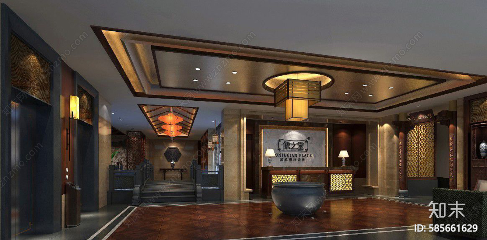 新中式会所CADcad施工图下载【ID:585661629】