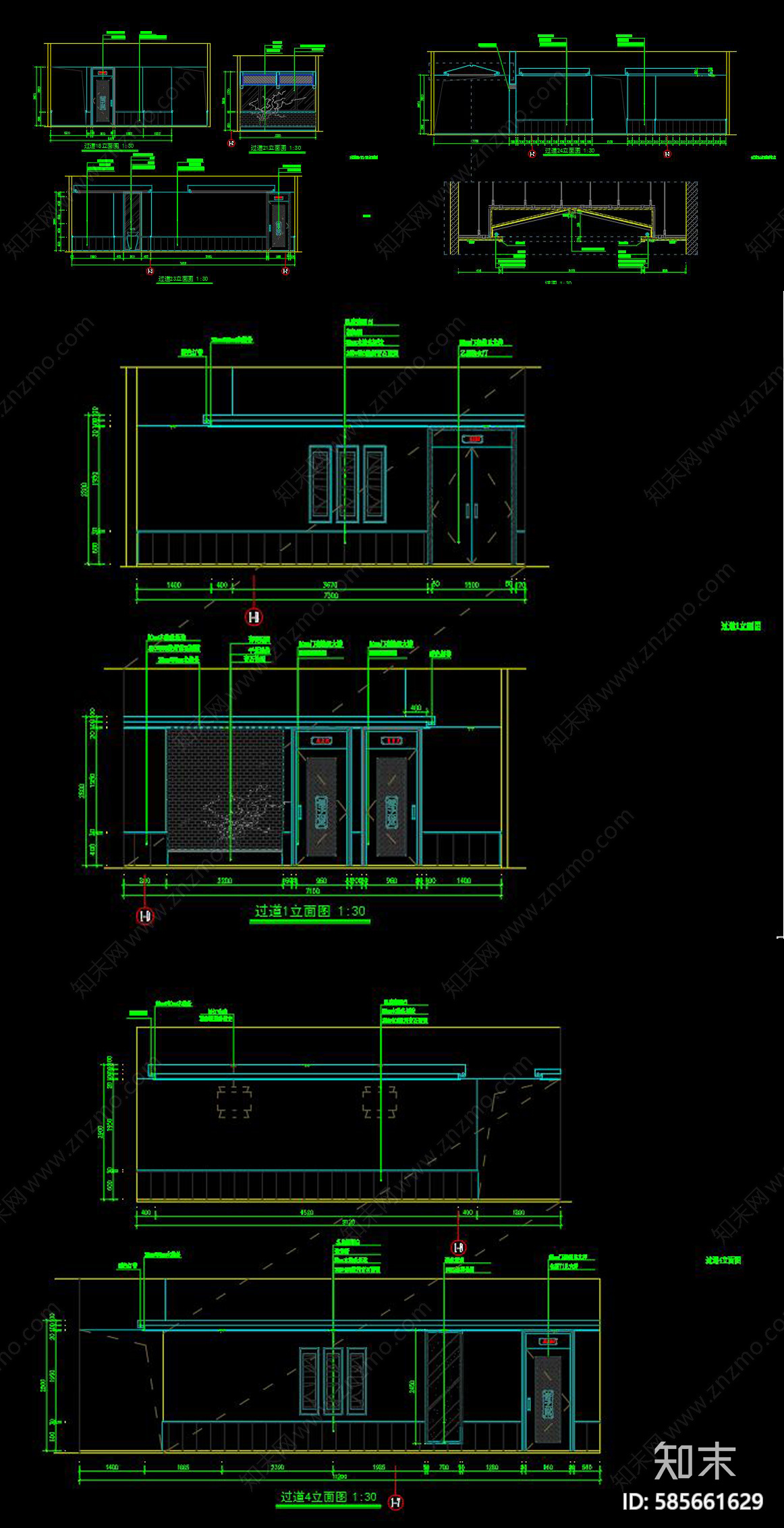 新中式会所CADcad施工图下载【ID:585661629】