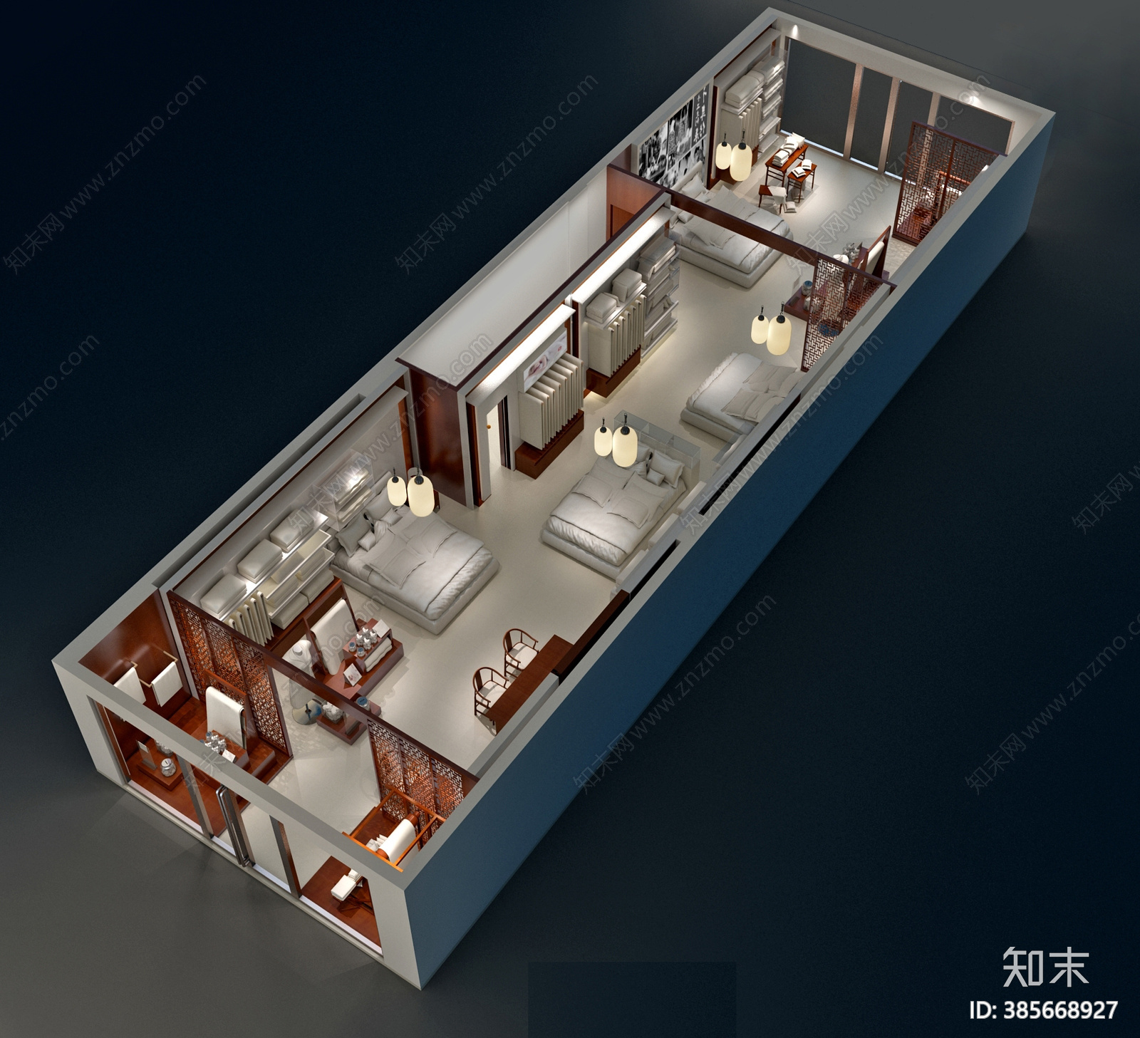 新中式家具专卖店CADcad施工图下载【ID:385668927】
