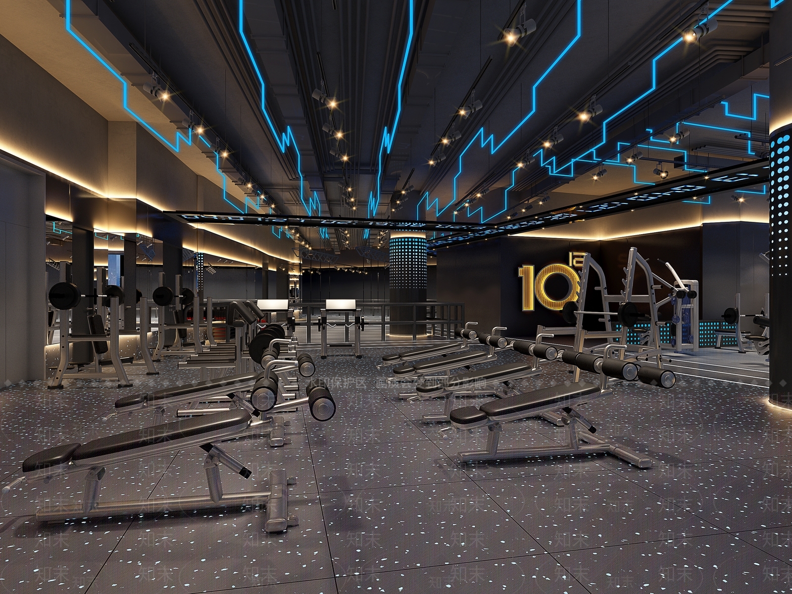 工业风健身房3D模型下载【ID:385675862】