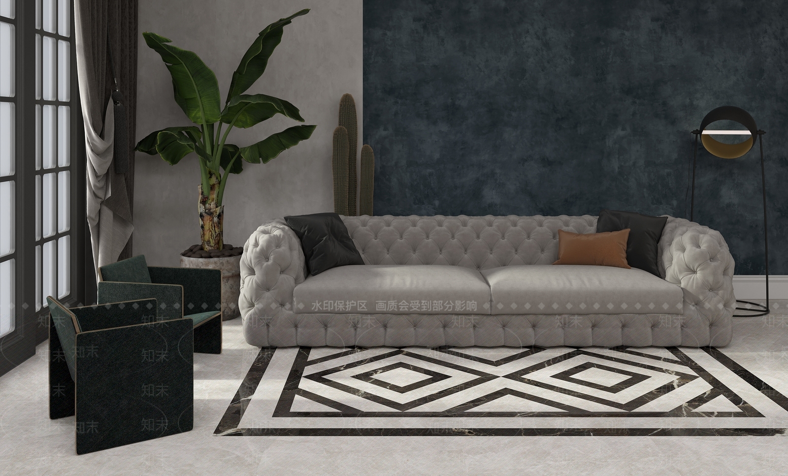 简欧风格客厅3D模型下载【ID:785679705】