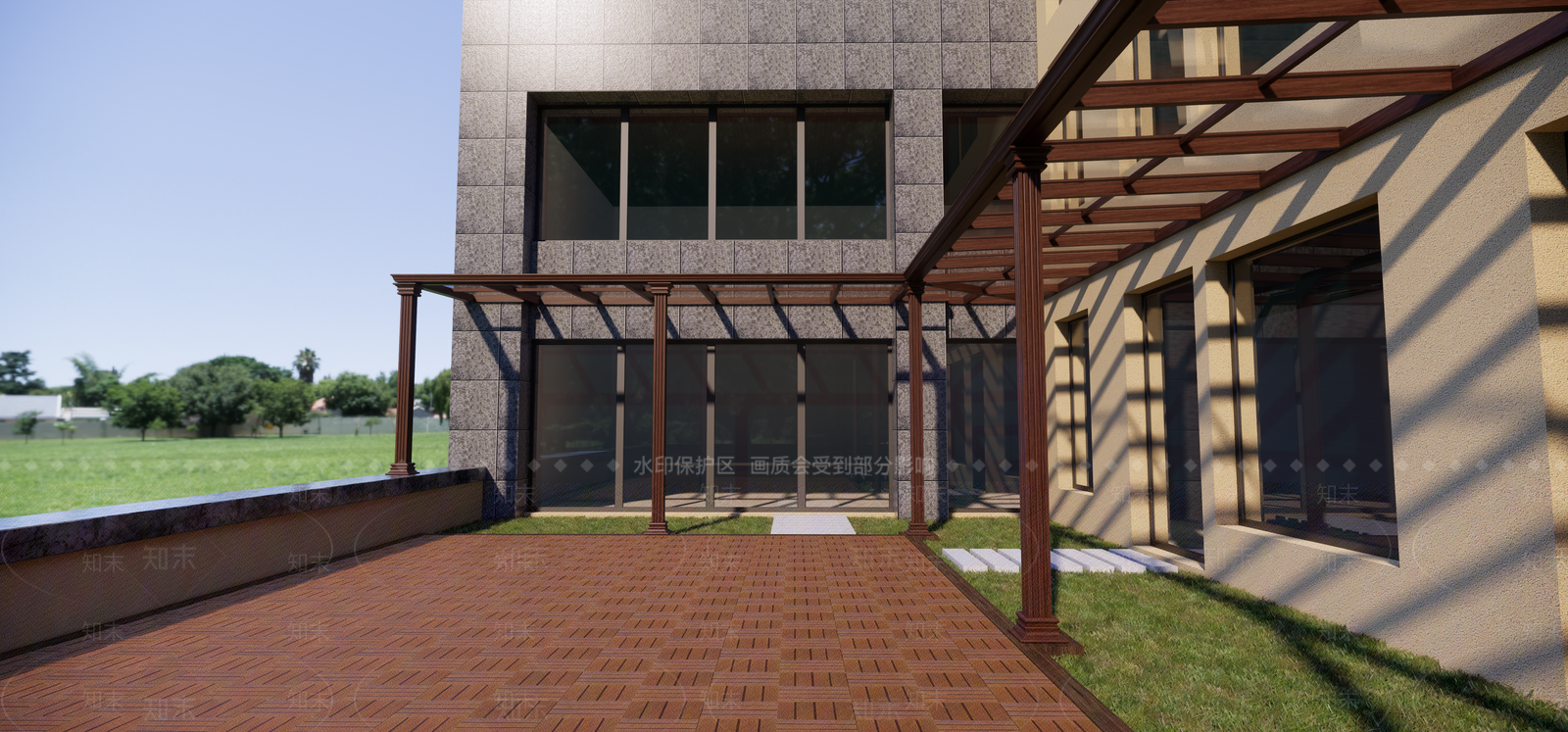 中式风格雨棚SU模型下载【ID:985900338】