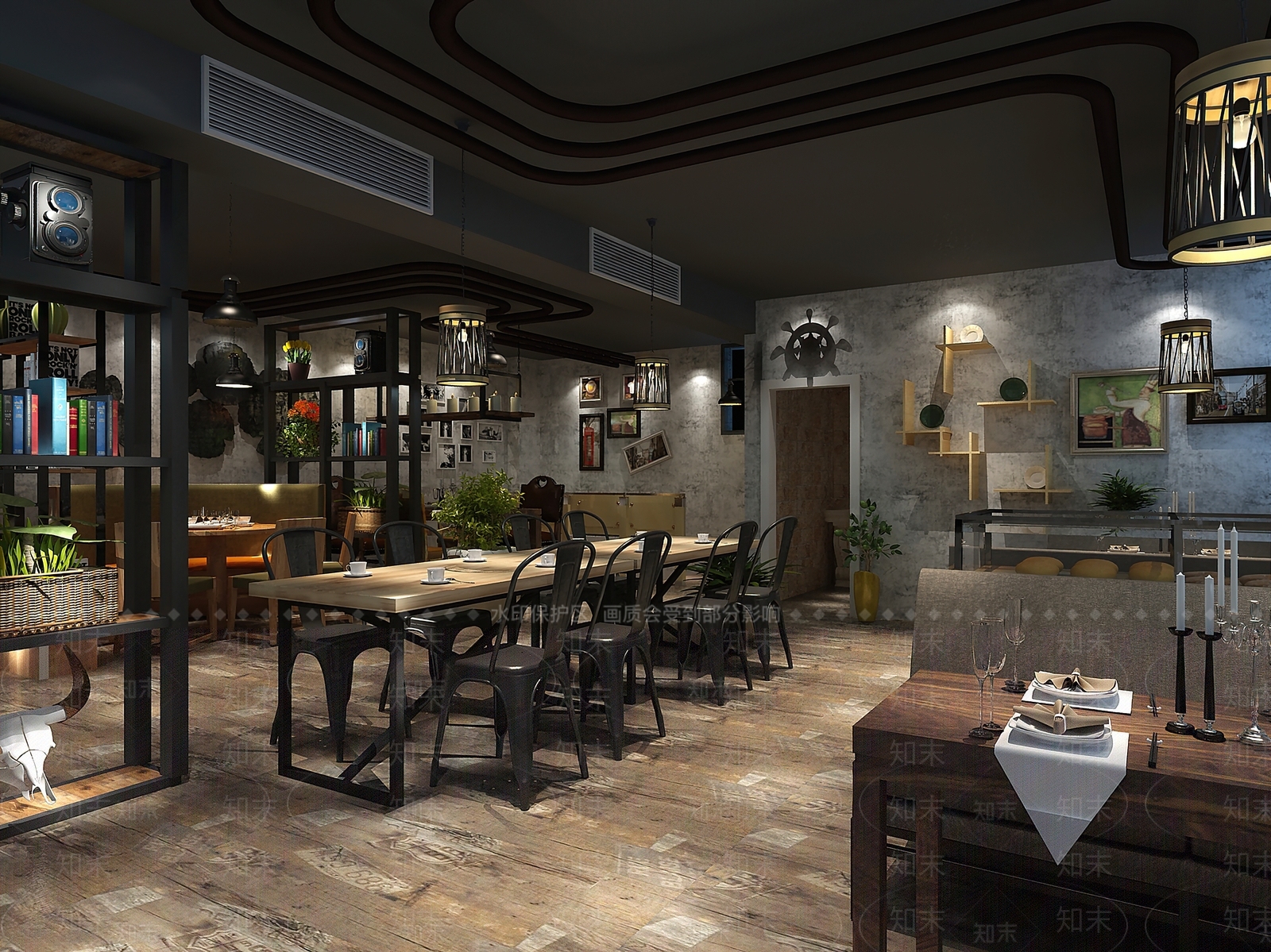 工业风格餐厅3D模型下载【ID:285706934】