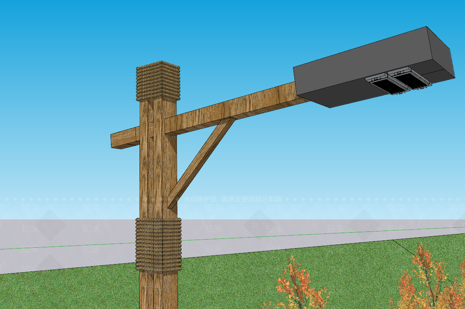 现代郊野风格路灯SU模型下载【ID:385707383】