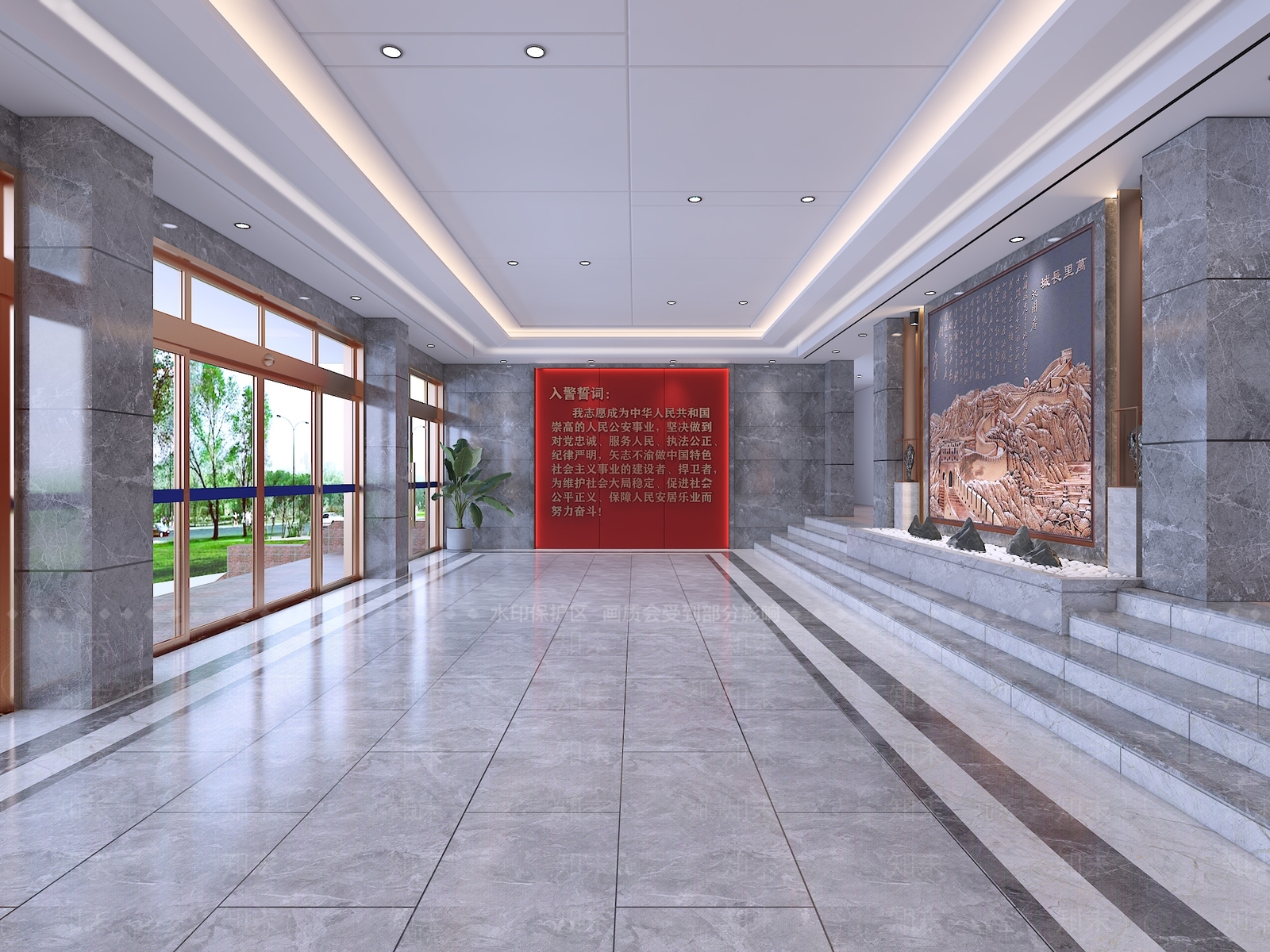现代政法机构门厅3D模型下载【ID:485715007】