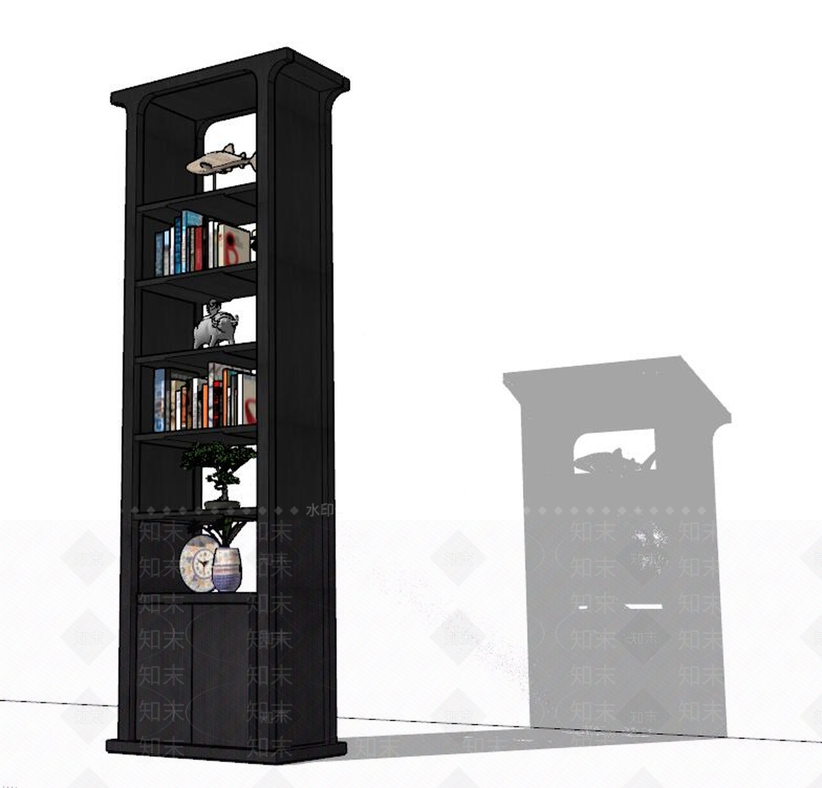 新中式成品高柜SU模型下载【ID:385718300】