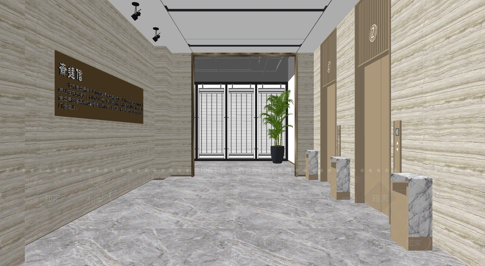 现代电梯厅SU模型下载【ID:185731168】