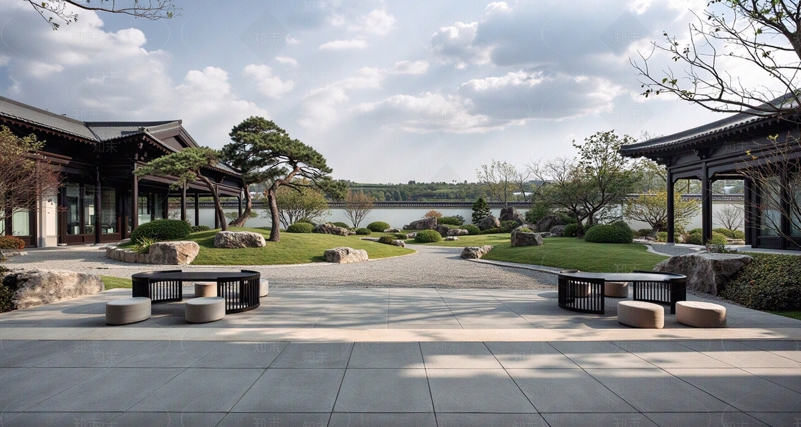 新中式园林景观外景贴图贴图下载【ID:1195322825】