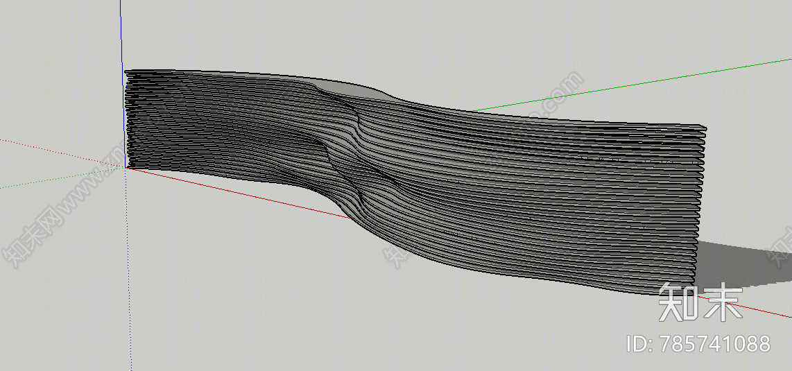 现代流线形异形景墙SU模型下载【ID:785741088】