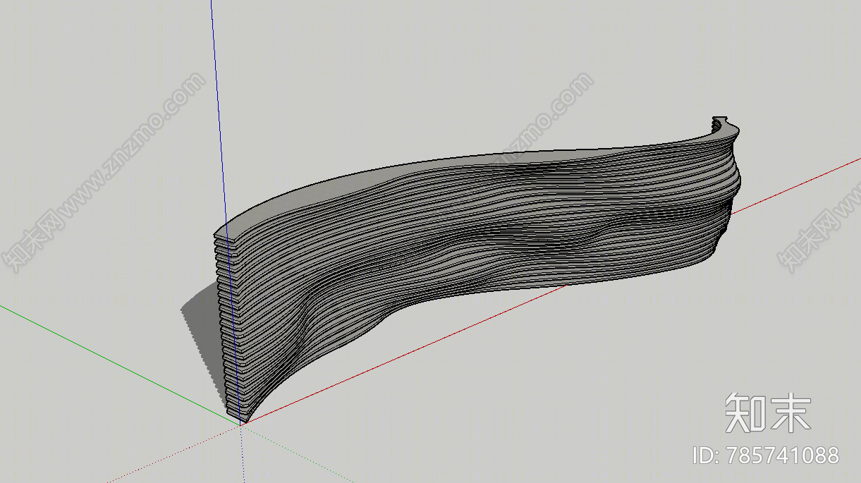 现代流线形异形景墙SU模型下载【ID:785741088】