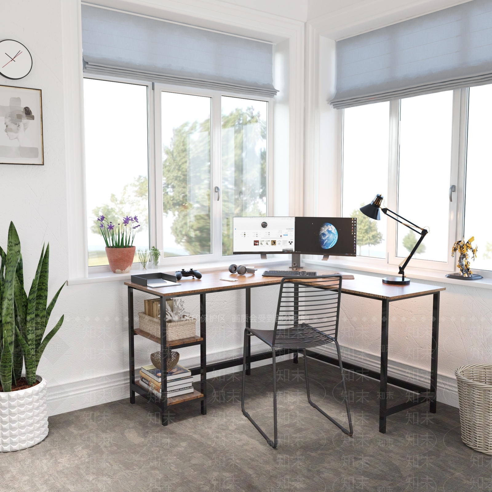 北欧书房3d模型下载【id:585749646】