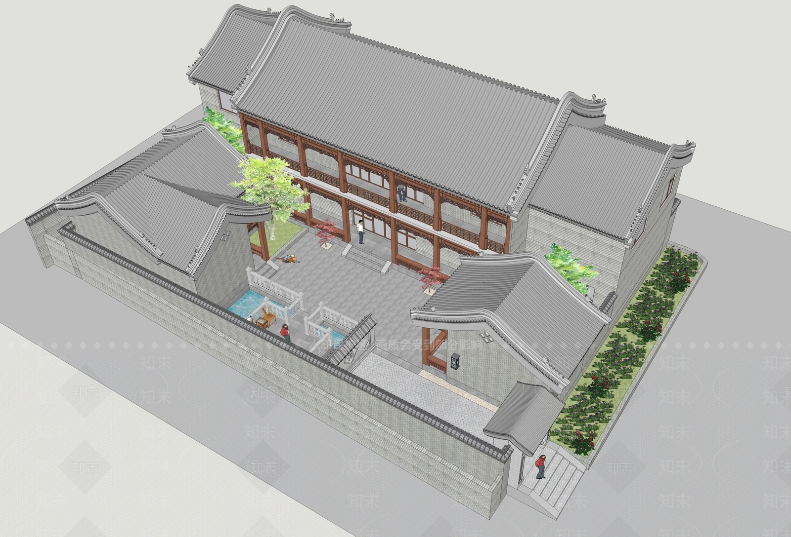 中式小四合院SU模型下载【ID:385756271】