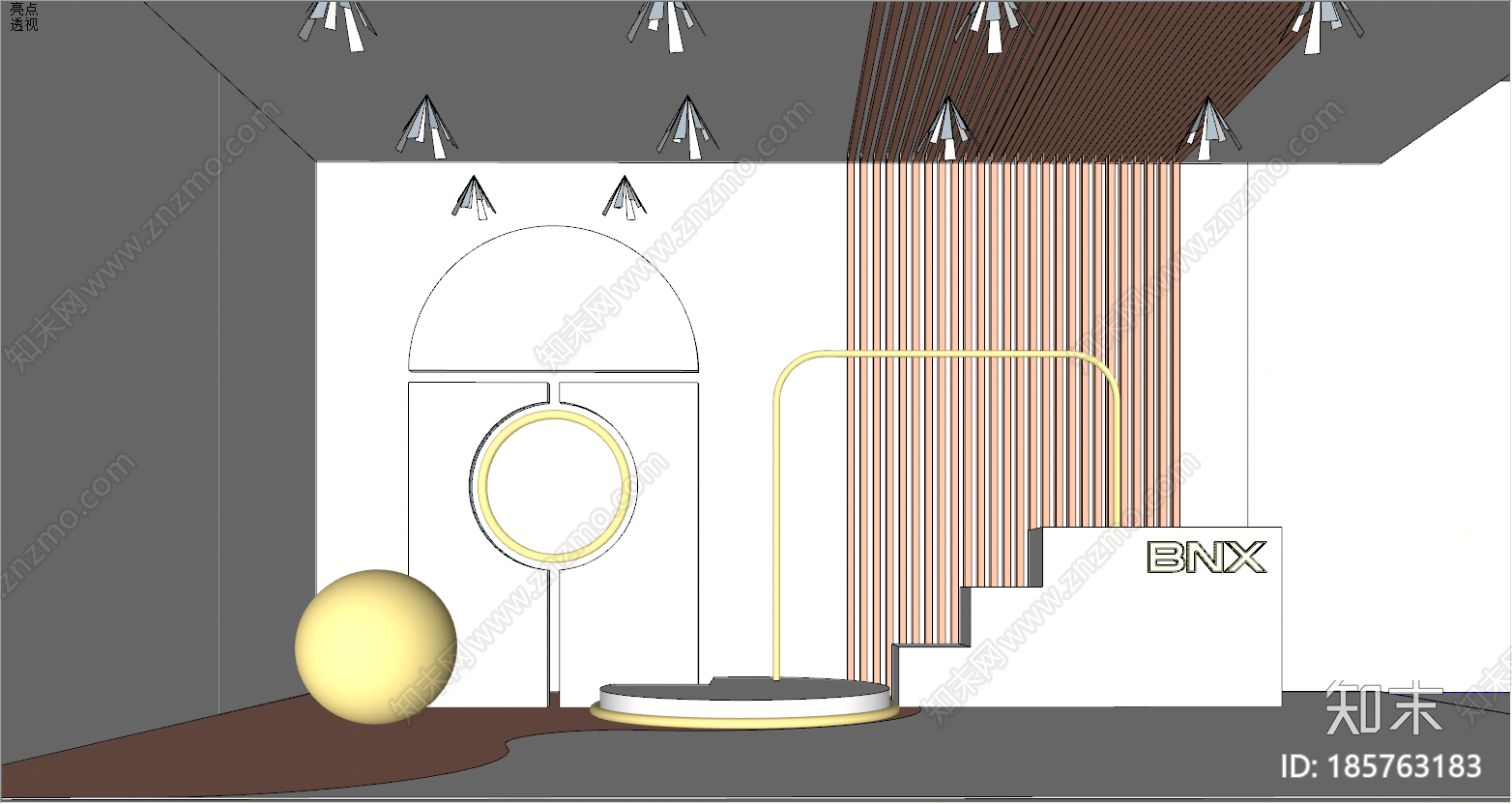 现代直播间背景墙橱窗SU模型下载【ID:185763183】