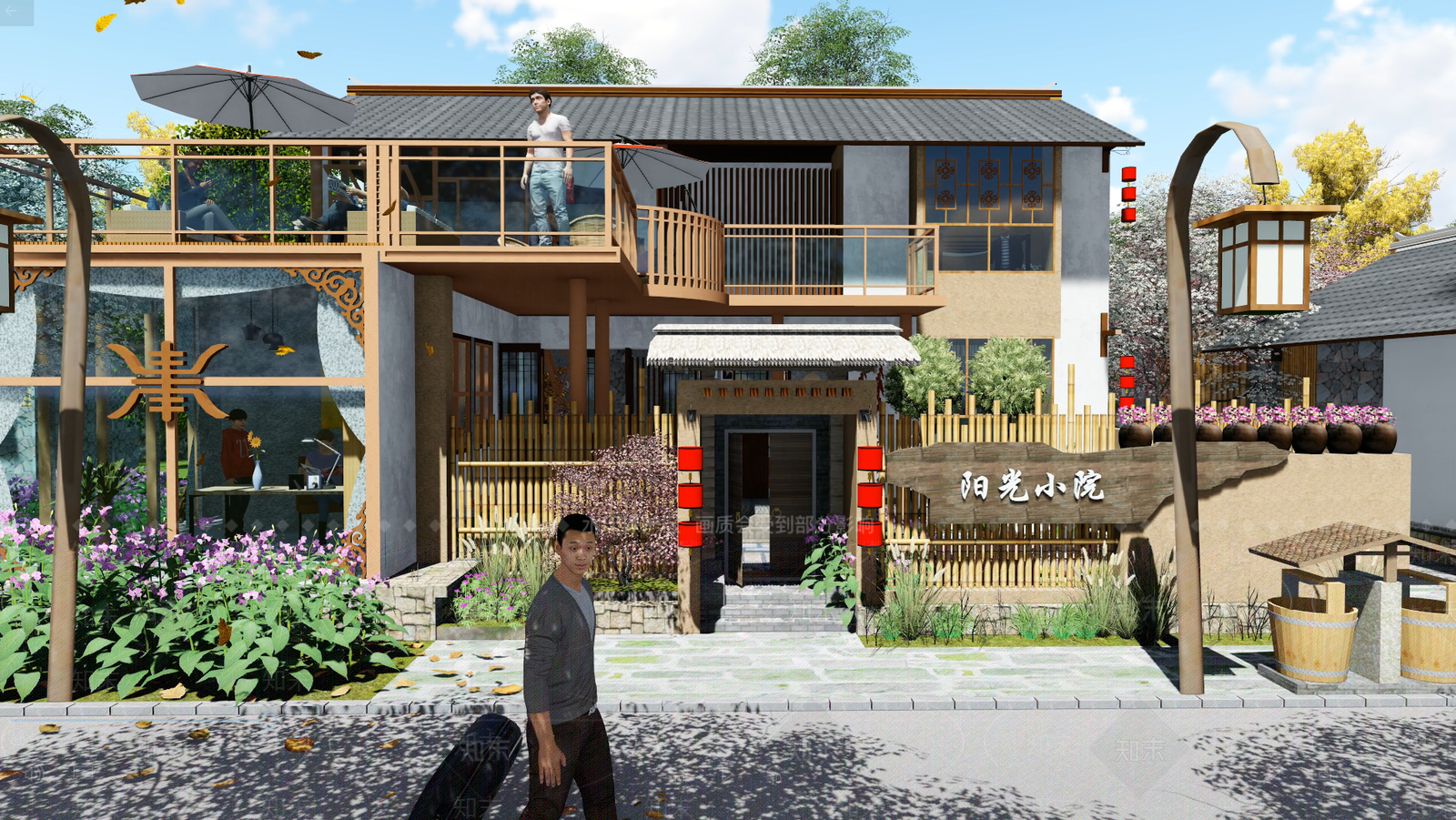 中式乡村别墅SU模型下载【ID:185779095】