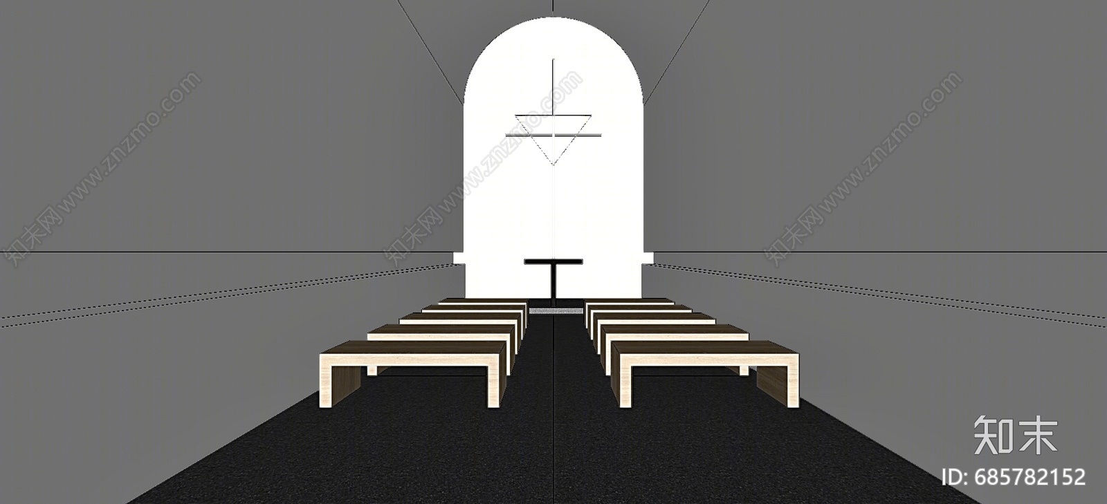 现代教堂SU模型下载【ID:685782152】