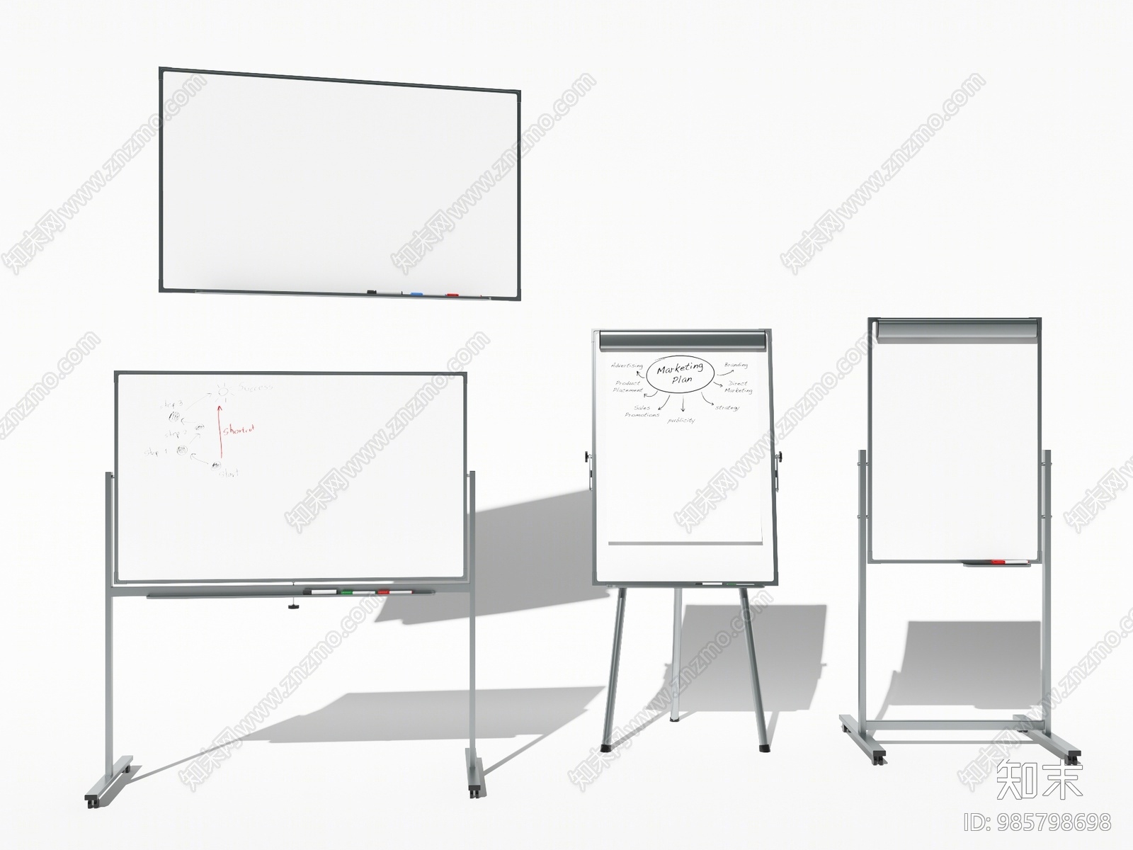 现代立式移动白板3D模型下载【ID:985798698】