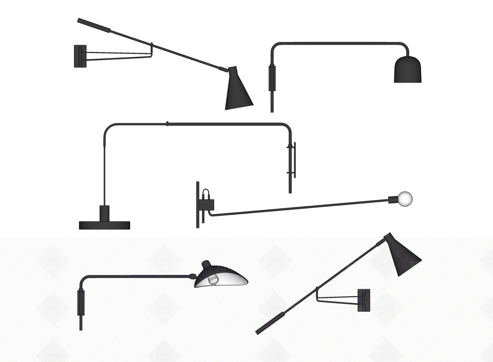 现代铁艺壁灯组合SU模型下载【ID:385805988】